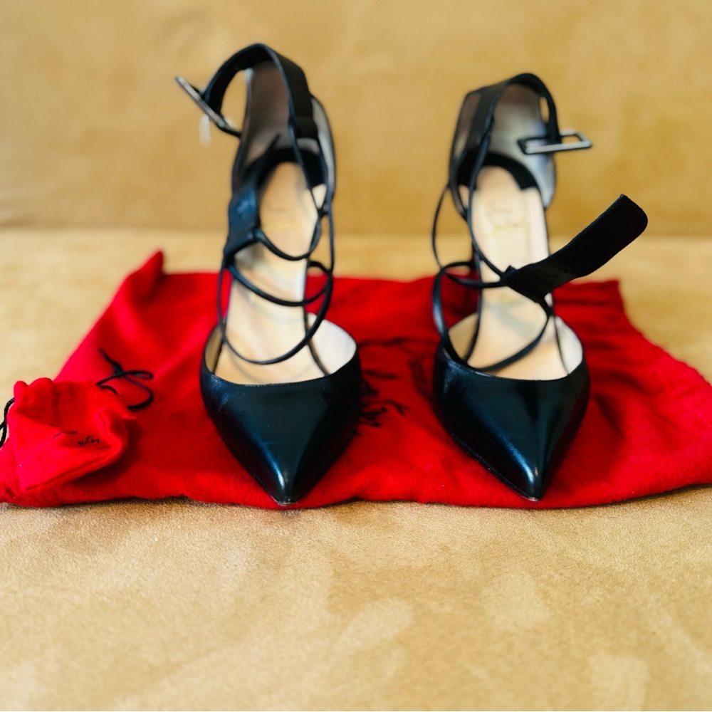Authentic Christian Louboutin Suzanna 100 black red bottoms.